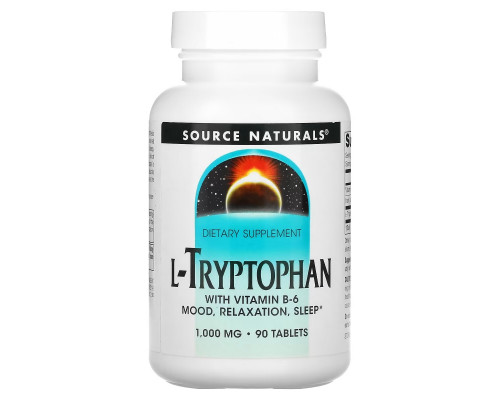Source Naturals, L-Tryptophan, 1,000 mg, 90 Tablets Source Naturals, L-Tryptophan, 1,000 mg, 90 Tablets