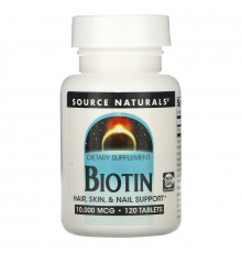 Source Naturals, Биотин, 10000 мкг, 120 таблеток