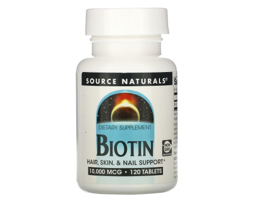 Source Naturals, Биотин, 10000 мкг, 120 таблеток Source Naturals, Биотин, 10000 мкг, 120 таблеток