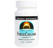 Source Naturals, Гидроксокобаламин, витамин B12, пастилки со вкусом вишни, 1 мг, 120 таблеток