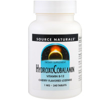 Source Naturals, ГидроксоКобаламин, витамин B-12, вишневый вкус, 1 мг , 240 таблеток