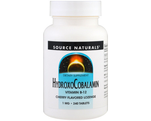 Source Naturals, ГидроксоКобаламин, витамин B-12, вишневый вкус, 1 мг , 240 таблеток Source Naturals, ГидроксоКобаламин, витамин B-12, вишневый вкус, 1 мг , 240 таблеток
