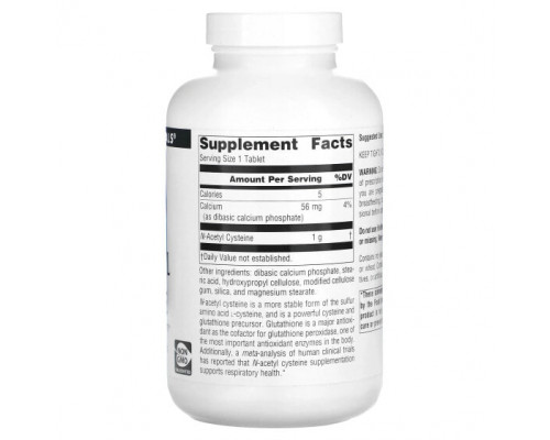 Антиоксиданты Source Naturals, N-ацетилцистеин, 1000 мг, 180 таблеток Антиоксиданты Source Naturals, N-ацетилцистеин, 1000 мг, 180 таблеток
