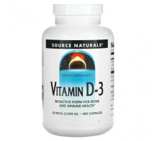 Витамин D Source Naturals, Витамин D-3, 50 мкг (2000 МЕ), 400 капсул