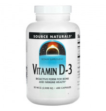 Витамин D Source Naturals, Витамин D-3, 50 мкг (2000 МЕ), 400 капсул