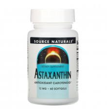 Source Naturals, Астаксантин, 12 мг, 60 мягких желатиновых капсул
