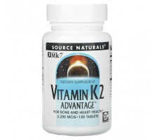 Витамин К Source Naturals, Vitamin K2 Advantage, 2200 мкг, 120 таблеток