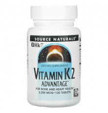 Витамин К Source Naturals, Vitamin K2 Advantage, 2200 мкг, 120 таблеток