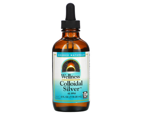 Source Naturals, Коллоидное серебро для хорошего самочувствия, 45 PPM, 118,28 мл (4 жидкие унции) Source Naturals, Коллоидное серебро для хорошего самочувствия, 45 PPM, 118,28 мл (4 жидкие унции)