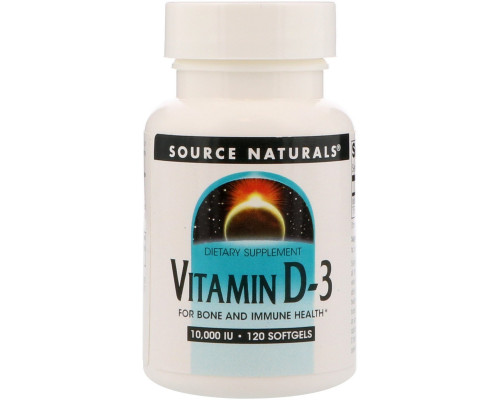 Source Naturals, Витамин D-3, 10 000 ИЕ, 120 мягких капсул Source Naturals, Витамин D-3, 10 000 ИЕ, 120 мягких капсул