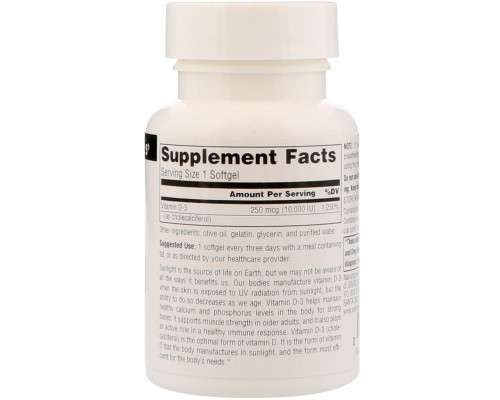 Source Naturals, Витамин D-3, 10 000 ИЕ, 120 мягких капсул Source Naturals, Витамин D-3, 10 000 ИЕ, 120 мягких капсул