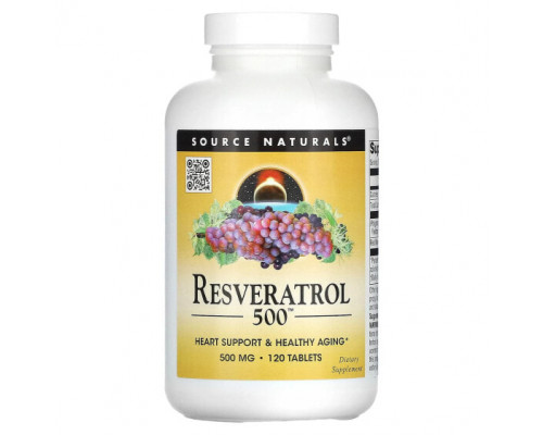 Ресвератрол Source Naturals, Ресвератрол, 500 мг, 120 таблеток Ресвератрол Source Naturals, Ресвератрол, 500 мг, 120 таблеток