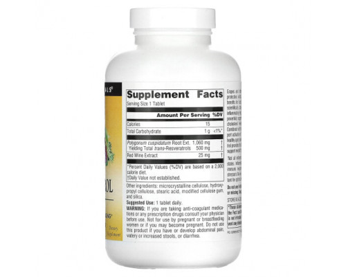 Ресвератрол Source Naturals, Ресвератрол, 500 мг, 120 таблеток Ресвератрол Source Naturals, Ресвератрол, 500 мг, 120 таблеток