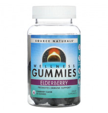 БАДы для укрепления иммунитета Source Naturals, Wellness Gummies, бузина, 60 жевательных таблеток