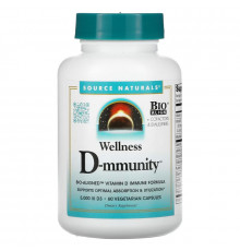 Source Naturals, Wellness D-mmunity, Bio-Aligned Vitamin D Immune Formula, 75 mcg (3,000 IU), 60 Vegetarian Capsules