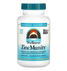 Цинк Source Naturals, Wellness ZincMunity, 50 мг, 120 вегетарианских капсул