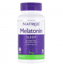 Natrol, Мелатонин, медленное высвобождение, 1 мг, 90 таблеток