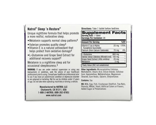 Natrol, Sleep 'n Restore, 20 Tablets Natrol, Sleep 'n Restore, 20 Tablets