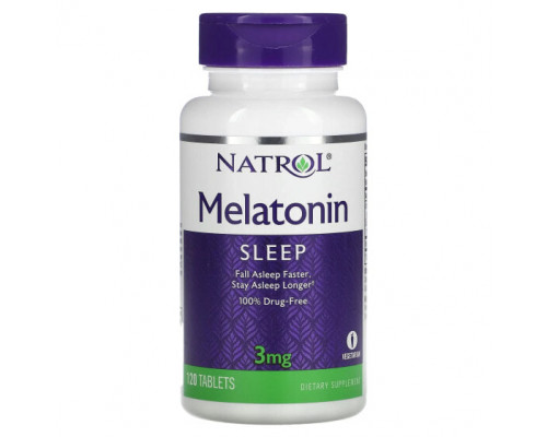 Для здорового сна Natrol, Мелатонин, 3 мг, 120 таблеток Для здорового сна Natrol, Мелатонин, 3 мг, 120 таблеток