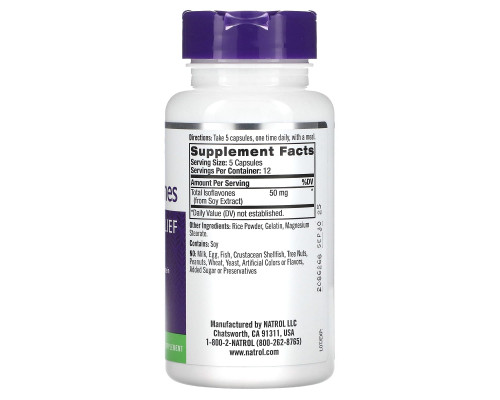 Natrol, Изофлавоны сои, 50 мг, 60 капсул Natrol, Изофлавоны сои, 50 мг, 60 капсул