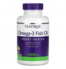 Natrol, Рыбий жир Омега-3, натуральный лимонный вкус, 1000 мг, 150 мягких таблеток