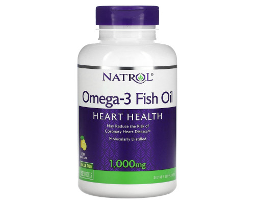 Natrol, Рыбий жир Омега-3, натуральный лимонный вкус, 1000 мг, 150 мягких таблеток Natrol, Рыбий жир Омега-3, натуральный лимонный вкус, 1000 мг, 150 мягких таблеток