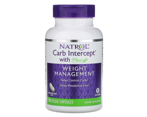 Natrol, Carb Intercept 2-я фаза контроля углеводов, 120 вегетарианских капсул Natrol, Carb Intercept 2-я фаза контроля углеводов, 120 вегетарианских капсул