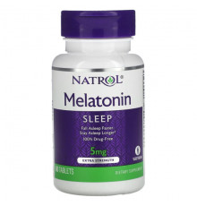 Для здорового сна Natrol, Мелатонин, с повышенной силой действия, 5 мг, 60 таблеток