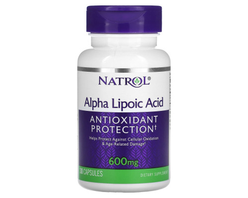 Natrol, Альфа-липоевая кислота, 600 мг, 30 капсул Natrol, Альфа-липоевая кислота, 600 мг, 30 капсул