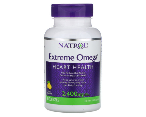 Natrol, Extreme Omega, Лимон, 2 400 мг, 60 мягких таблеток Natrol, Extreme Omega, Лимон, 2 400 мг, 60 мягких таблеток