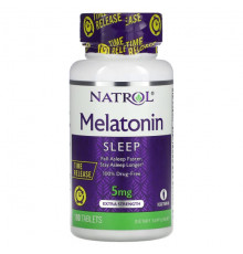БАДы Natrol, Мелатонин, медленное высвобождение, с повышенной силой действия, 5 мг, 100 таблеток