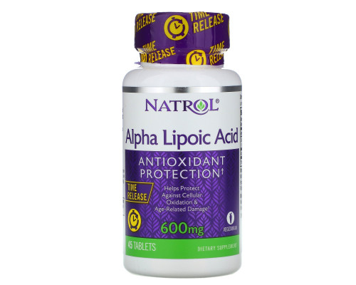 Natrol, Альфа-липоевая кислота, медленное высвобождение, 600 мг, 45 таблеток Natrol, Альфа-липоевая кислота, медленное высвобождение, 600 мг, 45 таблеток