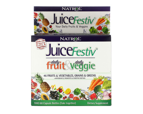 Natrol, JuiceFestiv, 2 флакона, по 60 капсул каждый Natrol, JuiceFestiv, 2 флакона, по 60 капсул каждый