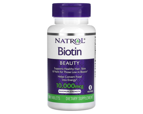 Natrol, Биотин, 10,000 мкг, 100 таблеток Natrol, Биотин, 10,000 мкг, 100 таблеток