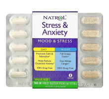 Natrol, Stress & Anxiety, Day & Night, Two 30 Tablet Blister Packs (60 Total)