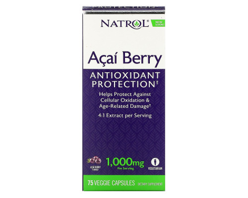 Natrol, Ягоды асаи, 1000 мг, 75 вегетарианских капсул Natrol, Ягоды асаи, 1000 мг, 75 вегетарианских капсул