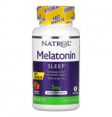 Natrol, Мелатонин, быстрорастворимый, клубника, 5 мг, 90 таблеток