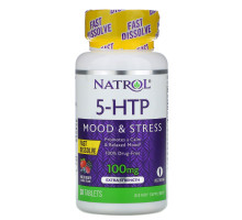 Natrol, 5-HTP, быстрорастворимый, особо эффективный, вкус диких ягод, 100 мг, 30 таблеток