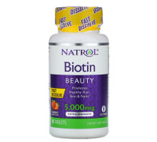 Natrol, Биотин, клубника, 5000 мкг, 90 таблеток