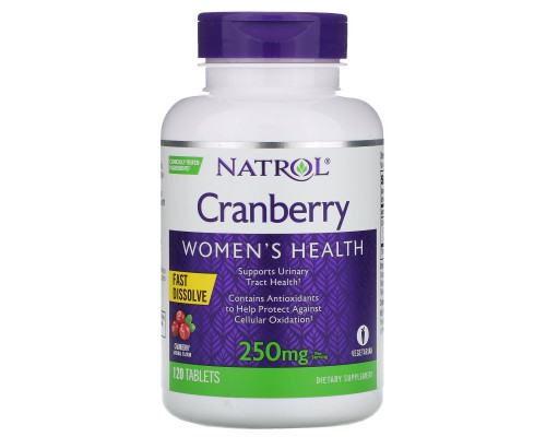 Natrol, Быстрорастворимый продукт со вкусом клюквы, 250 мг, 120 таблеток Natrol, Быстрорастворимый продукт со вкусом клюквы, 250 мг, 120 таблеток