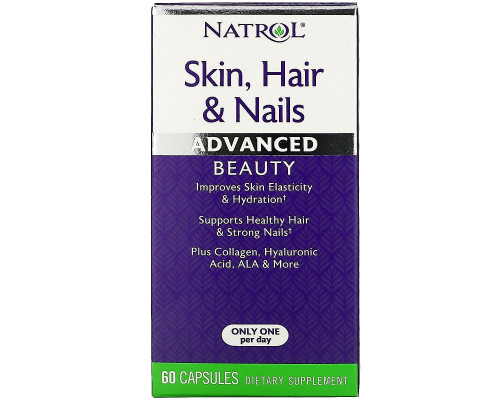 Natrol, Кожа, волосы и ногти, небывалая красота, 60 капсул Natrol, Кожа, волосы и ногти, небывалая красота, 60 капсул