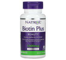 Natrol, Biotin Plus, красота, дополнительная сила, 5000 мкг, 60 таблеток