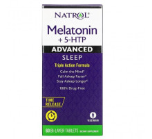 Для здорового сна Natrol, мелатонин + 5-HTP, улучшенный сон, 60 двухслойных таблеток