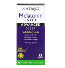 Для здорового сна Natrol, мелатонин + 5-HTP, улучшенный сон, 60 двухслойных таблеток