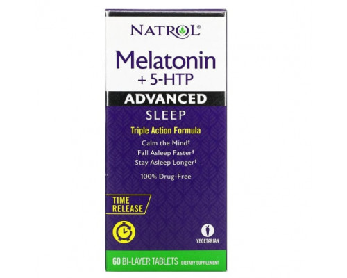 Для здорового сна Natrol, мелатонин + 5-HTP, улучшенный сон, 60 двухслойных таблеток Для здорового сна Natrol, мелатонин + 5-HTP, улучшенный сон, 60 двухслойных таблеток
