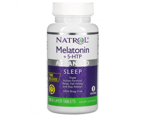 Для здорового сна Natrol, мелатонин + 5-HTP, улучшенный сон, 60 двухслойных таблеток Для здорового сна Natrol, мелатонин + 5-HTP, улучшенный сон, 60 двухслойных таблеток