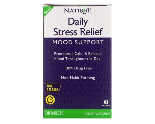 Natrol, Облегчение повседневного стресса, Таблетка пролонгированного действия, 30 таблеток Natrol, Облегчение повседневного стресса, Таблетка пролонгированного действия, 30 таблеток
