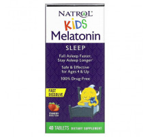 Детское здоровье Kids, Melatonin, Ages 4 & Up, Strawberry, 40 Tablets