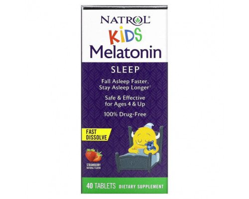 Детское здоровье Kids, Melatonin, Ages 4 & Up, Strawberry, 40 Tablets Детское здоровье Kids, Melatonin, Ages 4 & Up, Strawberry, 40 Tablets