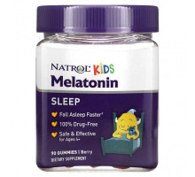 БАДы Natrol, Kids, мелатонин, для детей от 4 лет, ягодный вкус, 90 жевательных конфет